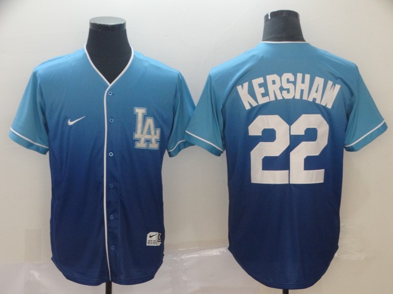Men's Los Angeles Dodgers Clayton Kershaw #22 Blue Stitched Jersey